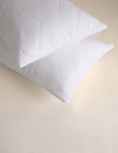 M&S 2 Pack White Cotton Stay Cool Breathable Pillow Protectors