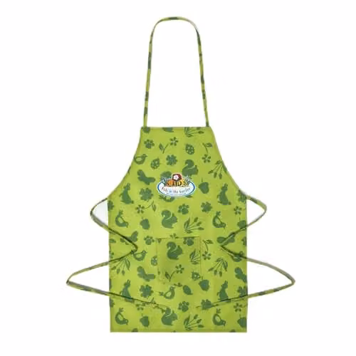 Homescapes Childrens Gardening Apron in Green with Plants and Animals Print