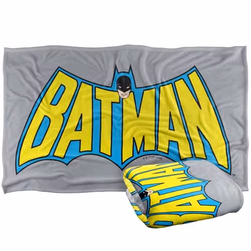 Warner Bros. Batman Vintage Logo Super Soft Fleece Throw Blanket, Multicolour, W: 91.44 cm x D: 147 cm – 1