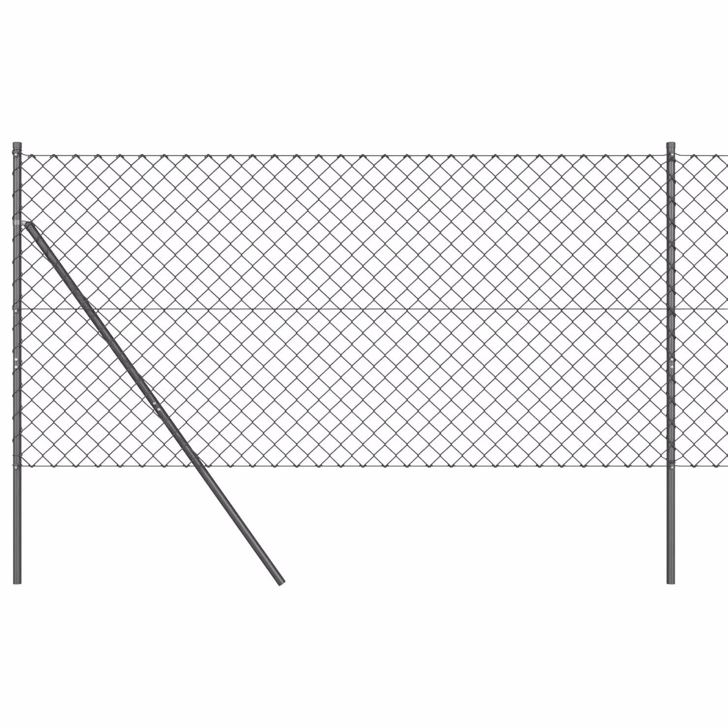 Berkfield Home Grey Galvanised Steel Chain Link Fence with 13 Posts, W: 25 m, H: 1.4 m – 2