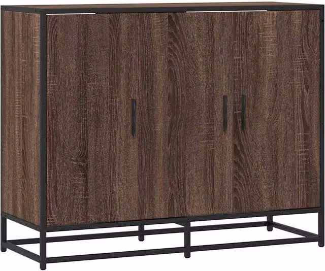 Berkfield Home Industrial Sideboard in Brown Oak, W/D/H: 94 x 35 x 76 cm – 1