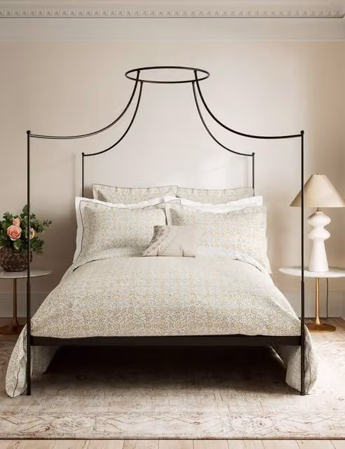 V&A Kerala Floral Cotton Percale Duvet Cover in Beige and Multicolour