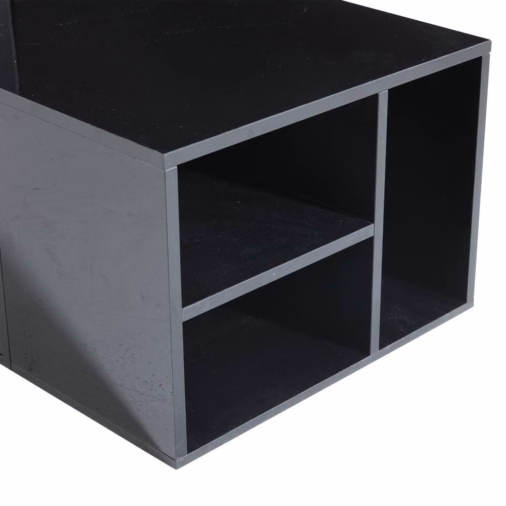Merax High Gloss LED Coffee Table with 2 Drawers and Side Shelves in Black, W/D/H: 100 x 50 x 35 cm – 8