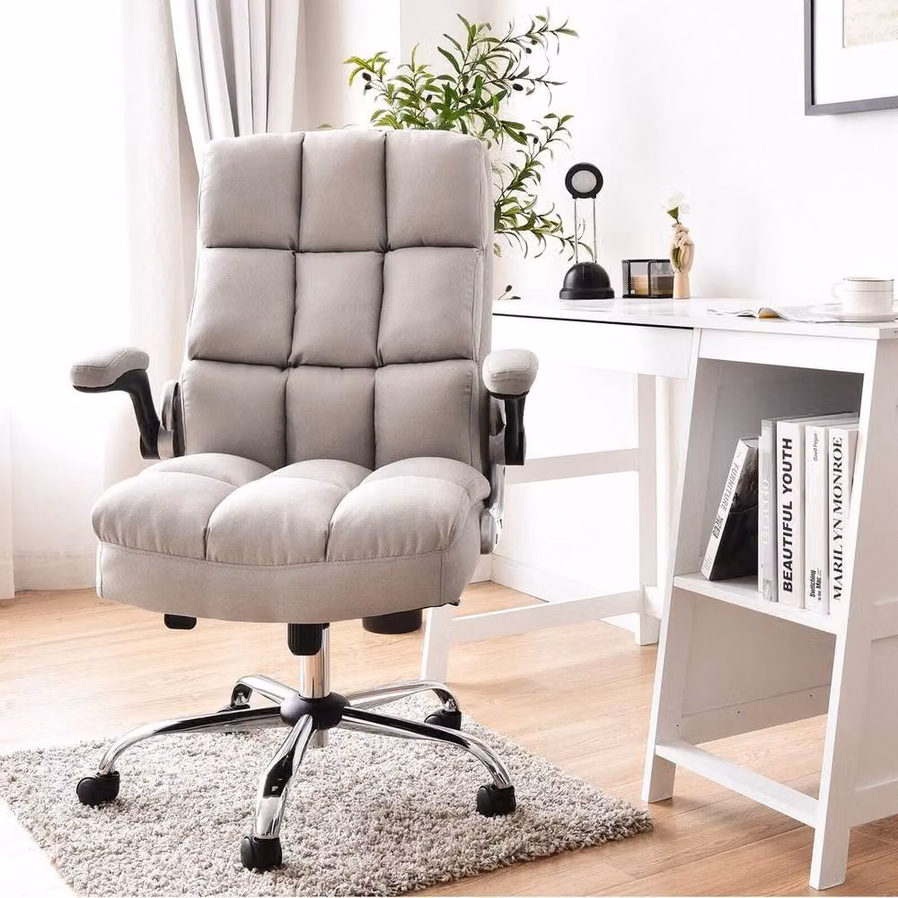 SPETLEK Ergonomic Grey Fabric Executive Office Chair with Headrest and Armrests – 2