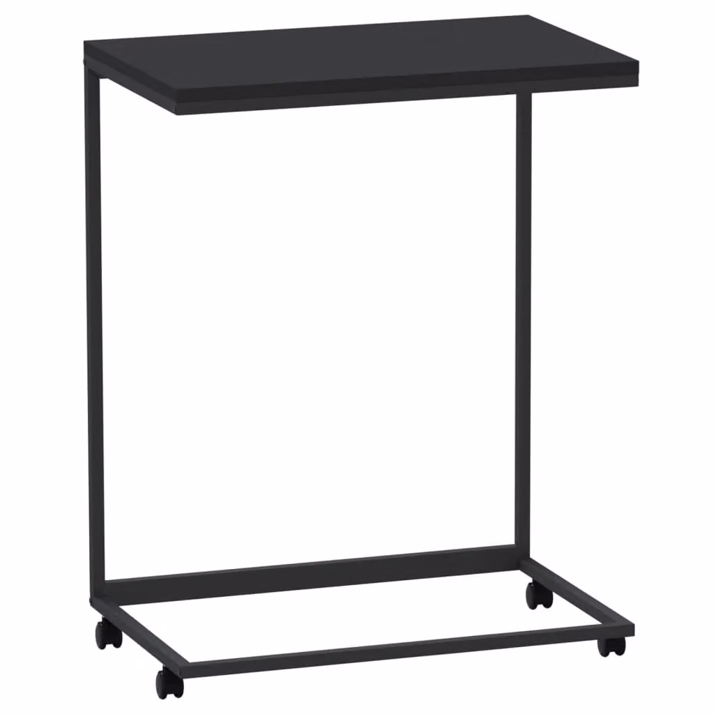 Berkfield Home Black Side Table with Castors, W: 55 cm, D: 35 cm, H: 70 cm – 2