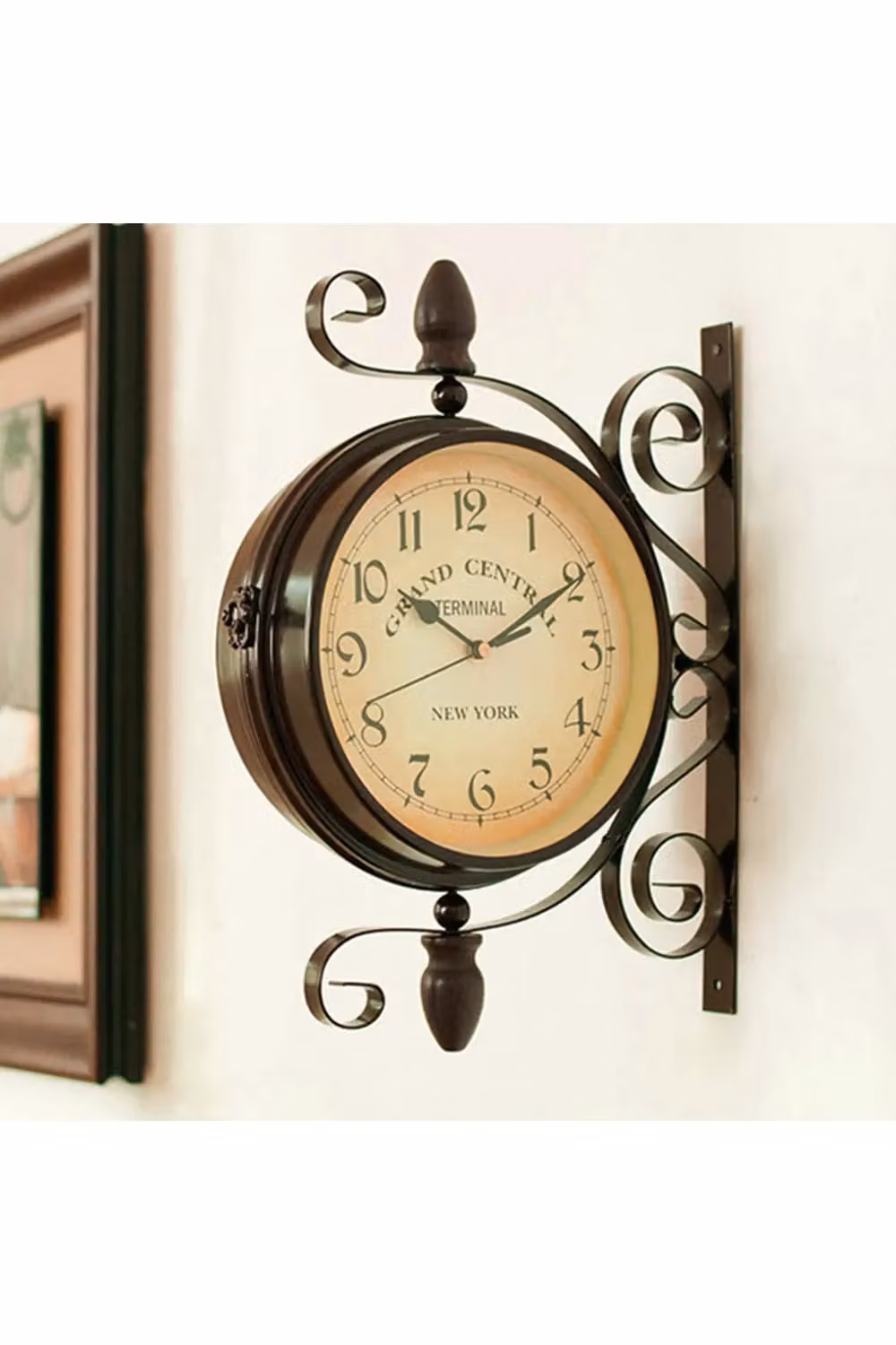 Living and Home Classic European Retro Double-Sided Analog Wall Clock in Black – 2