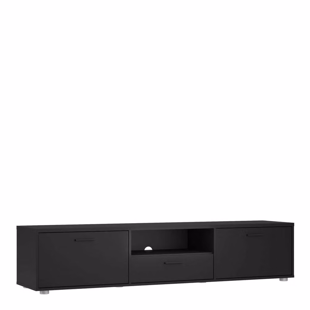 Wyld Haus Nagoya Black Low Media Unit with 2 Doors, 1 Drawer and 1 Shelf – 2