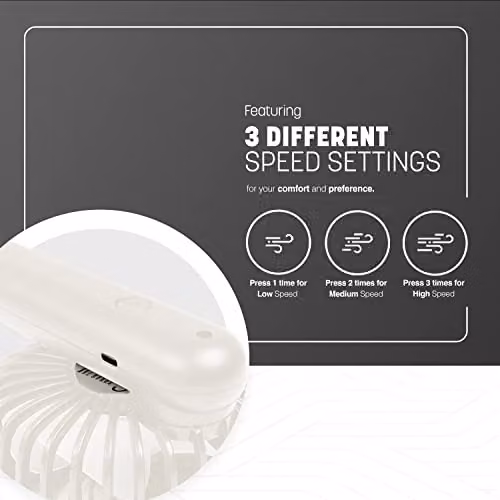 Keplin Mini Rechargeable Portable Handheld Fan, White – 5