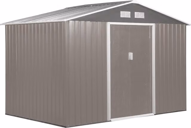 Outsunny Metal Garden Shed with Double Doors and Ventilation, Light Grey, W: 274 cm, D: 183 cm, H: 192 cm