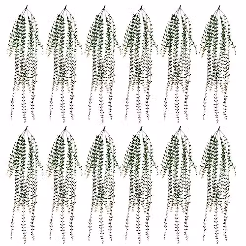 Leaf Pack of 12 Green Artificial Hanging Extra Long String of Pearls Foliage, Length: 120 cm – 1