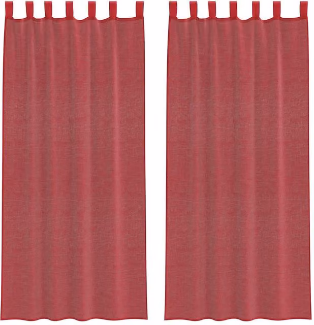 Berkfield Home Red Transparent Voile Fabric Panel Curtains with Tabs, 2 Pack, W: 140 cm, H: 245 cm
