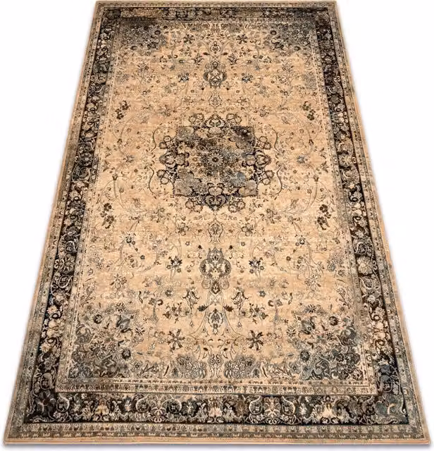 RugsX Wool Polonia Vintage Rectangular Rug in Brown, W: 200 cm, L: 300 cm