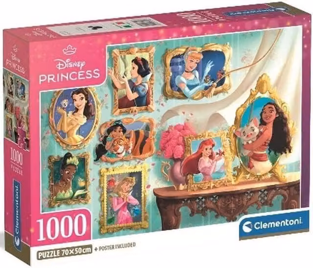 Clementoni Disney Princess 1000 Piece Jigsaw Puzzle in Multicolour and Pink