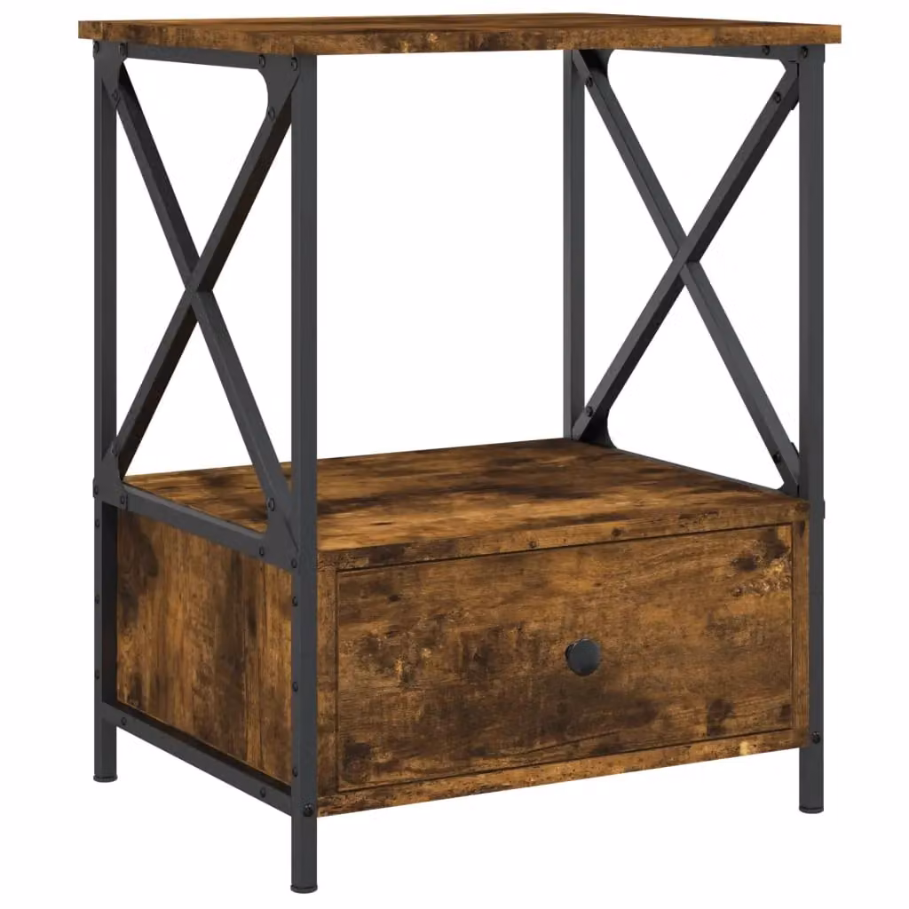 Berkfield Home Set of 2 Bedside Tables in Smoked Oak Brown, W/D/H: 50 x 41 x 65 cm – 4