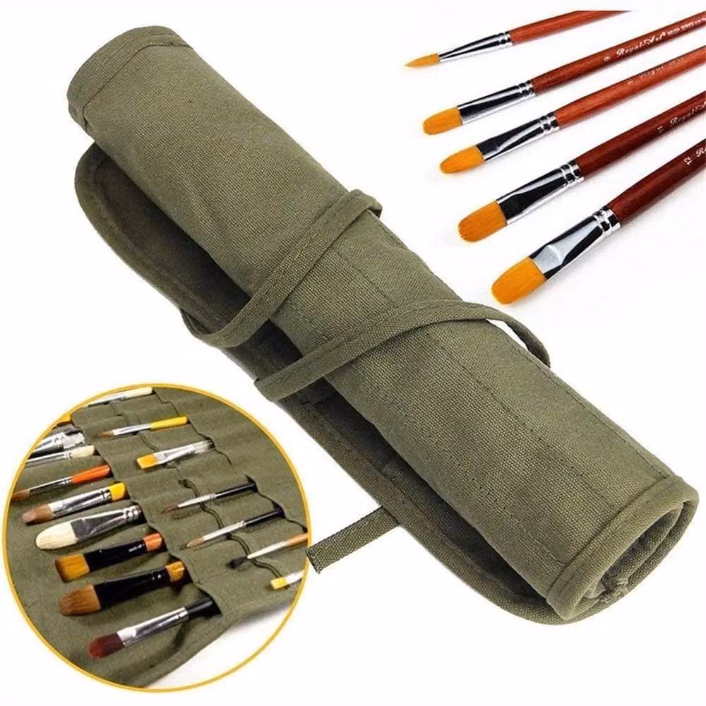 SPETLEK Green Roll Up Paint Brush and Pen Holder Organizer with 30 Holes, W: 52 cm x H: 52 cm – 4