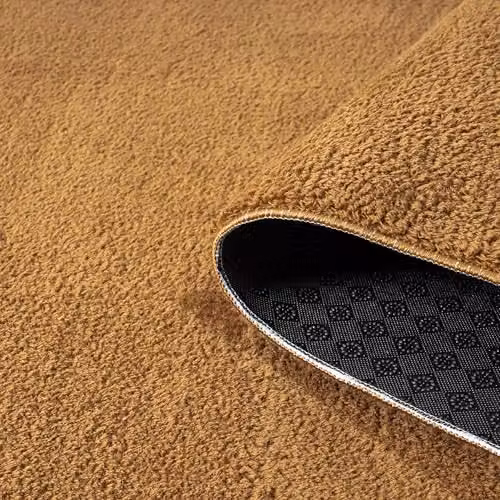 Desire Rugs Gold Plain Non-Slip Round Area Rug, Diameter: 100 cm – 3