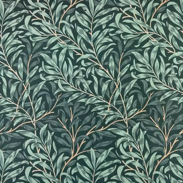 Terrys Willow Bough Floral Cotton Fabric in Green