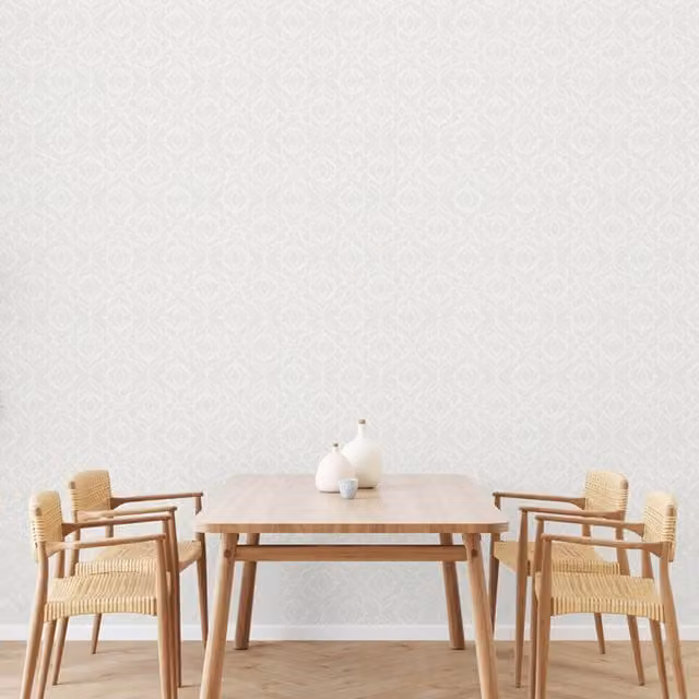 SK Filson White Abstract Floral Classic Washable Wallpaper Roll