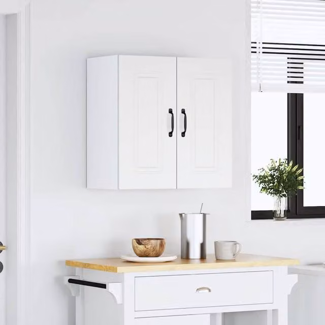Berkfield Home Kalmar White Wall Mounted Kitchen Cabinet in Matt Engineered Wood W/D/H: 60 x 31 x 60 cm