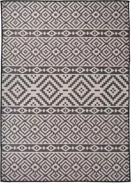 Berkfield Home Outdoor Flatweave Striped Rug in Black, W/D: 120 x 170 cm