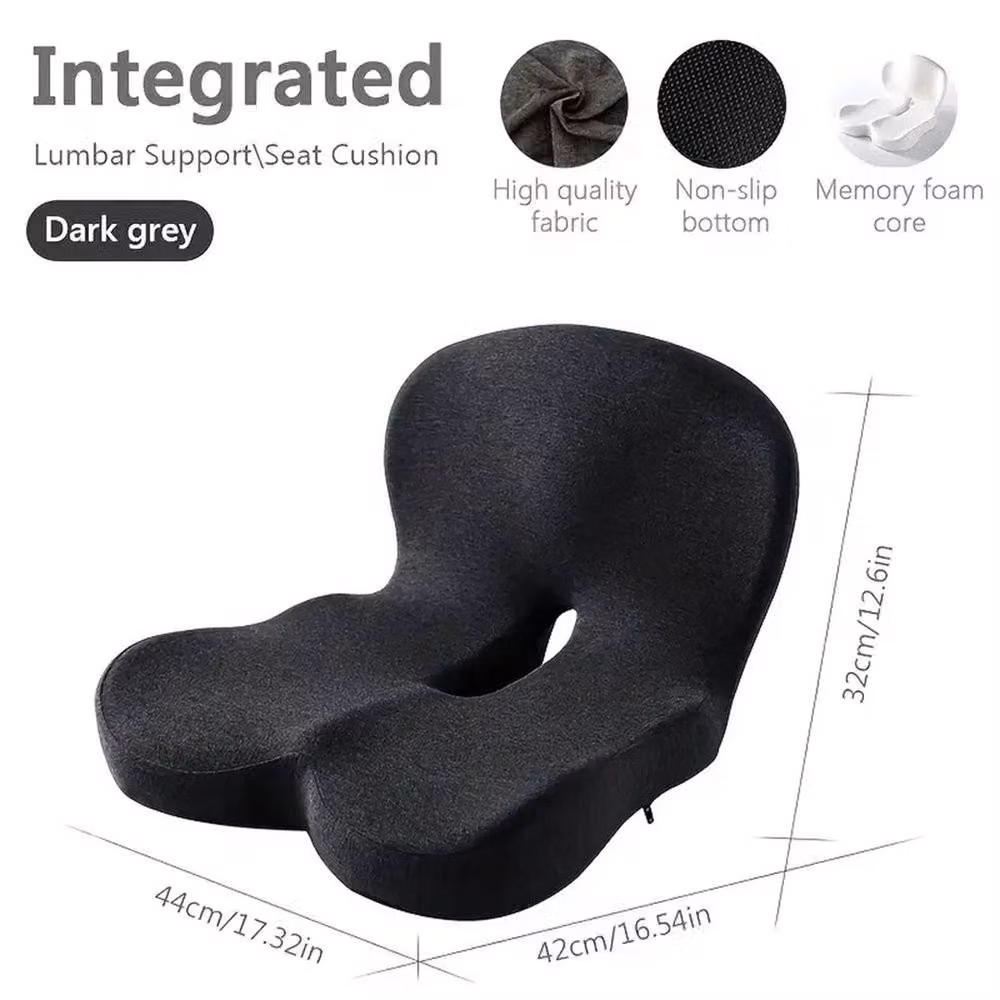 NESTLUNE L-Shaped Memory Foam Seat Cushion and Back Support Pillow in Dark Grey, W/D/H: 100 x 190 cm – 2