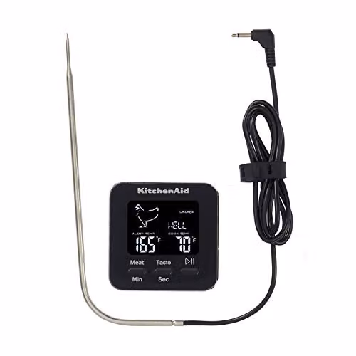 KitchenAid Digital Kitchen Thermometer with Timer and Leave-In Oven Probe in Black – 1