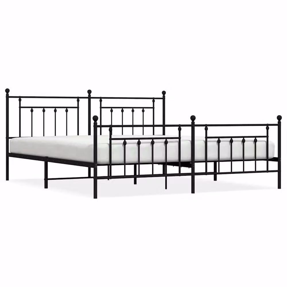 Berkfield Home Metal Bed Frame with Headboard and Footboard in Black W/D/H: 193 x 198 x 97 cm – 3