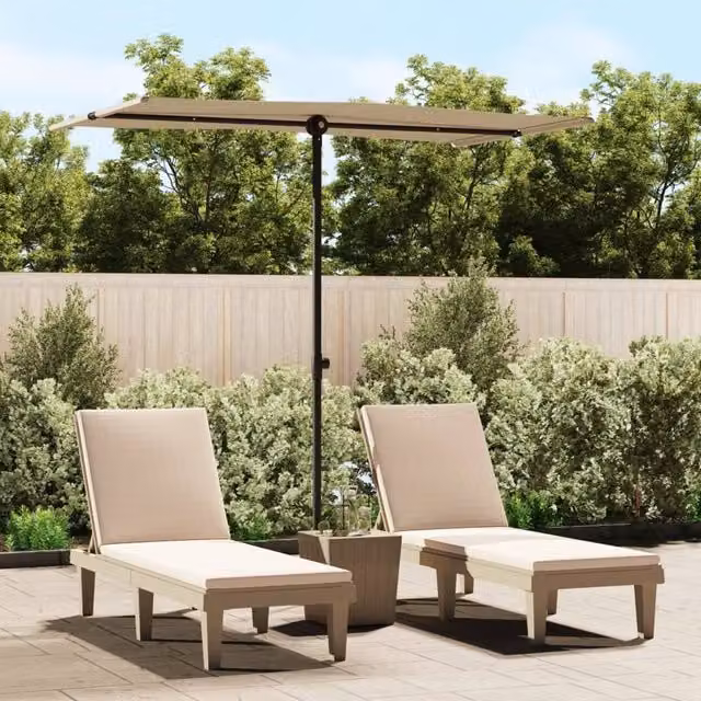 Berkfield Home Outdoor Parasol with Aluminium Pole, Beige, W: 180 cm, D: 110 cm – 1