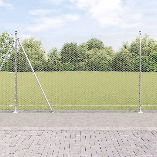 Berkfield Home Silver Galvanised Steel Hexagon Fence, H: 150 cm x W: 10 m – 1