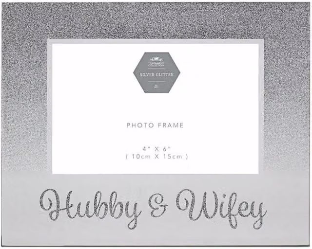 KDMD Silver Hubby & Wifey Wedding Photo Frames, 2 Pack, W/H: 10 x 15 cm