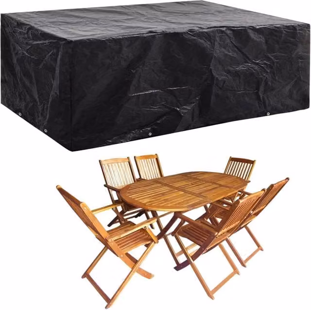 Berkfield Home Garden Furniture Cover with 8 Eyelets, Black, W/D/H: 242 x 162 x 100 cm – 1