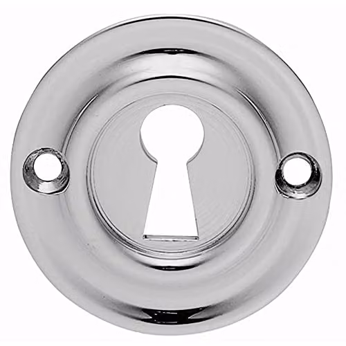 Loops 42mm Standard Keyhole Profile Escutcheon with Rounded Ridge in Polished Chrome