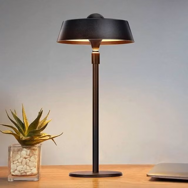 Nordara Dimmable USB Rechargeable Metal Desk Lamp in Black, Diameter: 30 cm, Height: 21 cm – 1