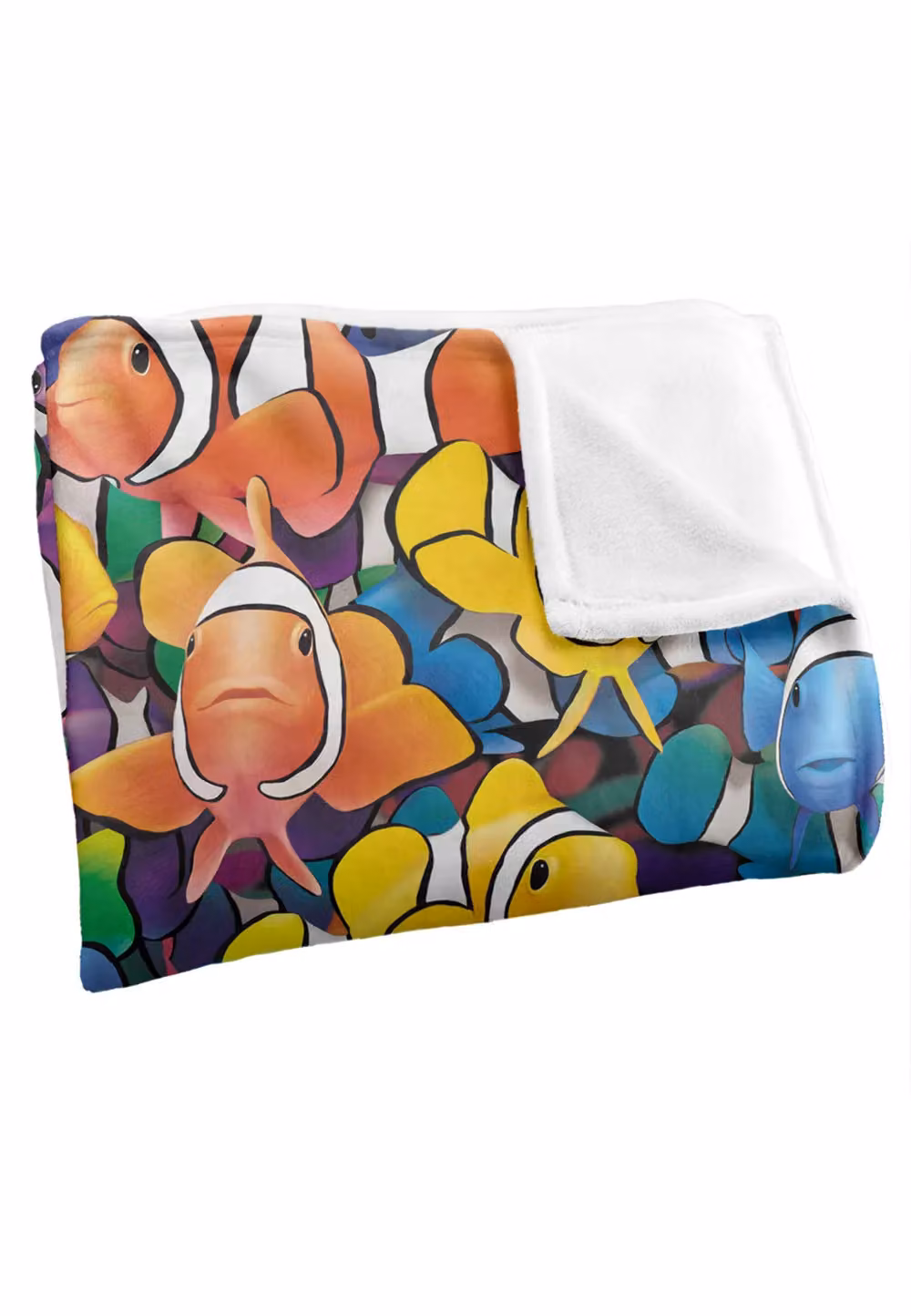 JQ Licensing Royce Mcclure Clowning Around Clown Fish Pattern Super Soft Fleece Throw Blanket, White and Multicolour, W/D/H: 152 x 127 cm – 3