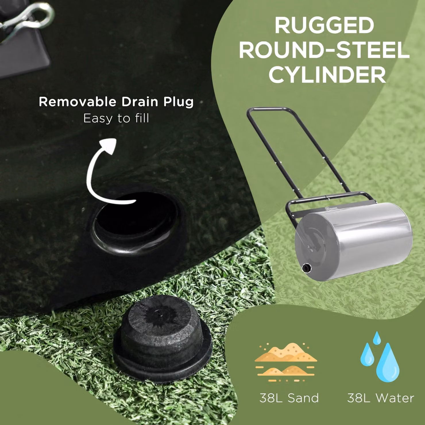 OUTSUNNY Black Combination Push Sand or Water Garden Toy with 38L Capacity – 3