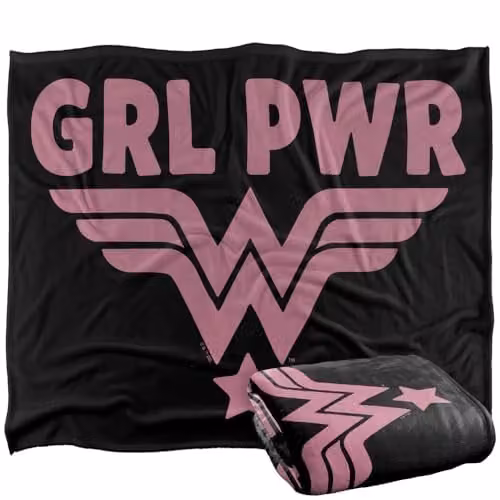 Warner Bros. Wonder Woman Girl Power Pink Super Soft Fleece Throw Blanket W: 152 cm, D: 127 cm – 1