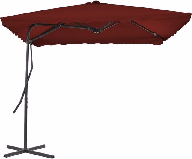 Berkfield Home Outdoor Parasol with Steel Pole, Red, W: 250 cm, D: 250 cm, H: 230 cm – 1