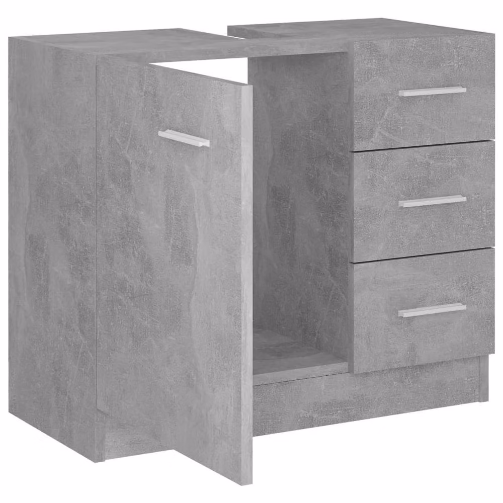 Berkfield Home Wall Mounted Bathroom Sink Cabinet in Concrete Grey, W/D/H: 63 x 30 x 54 cm – 3
