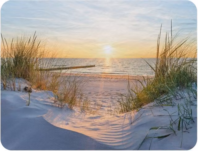 Benjamin Tate Design Sunset at the Baltic Sea Beach Designer Blanket in Yellow, Beige and Multicolour, W x H: 120 x 150 cm – 2