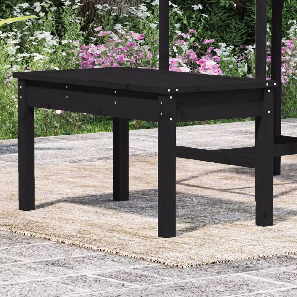 Berkfield Home Rustic Black Solid Wood Pine Garden Bench W/D/H: 80 x 44 x 45 cm – 2