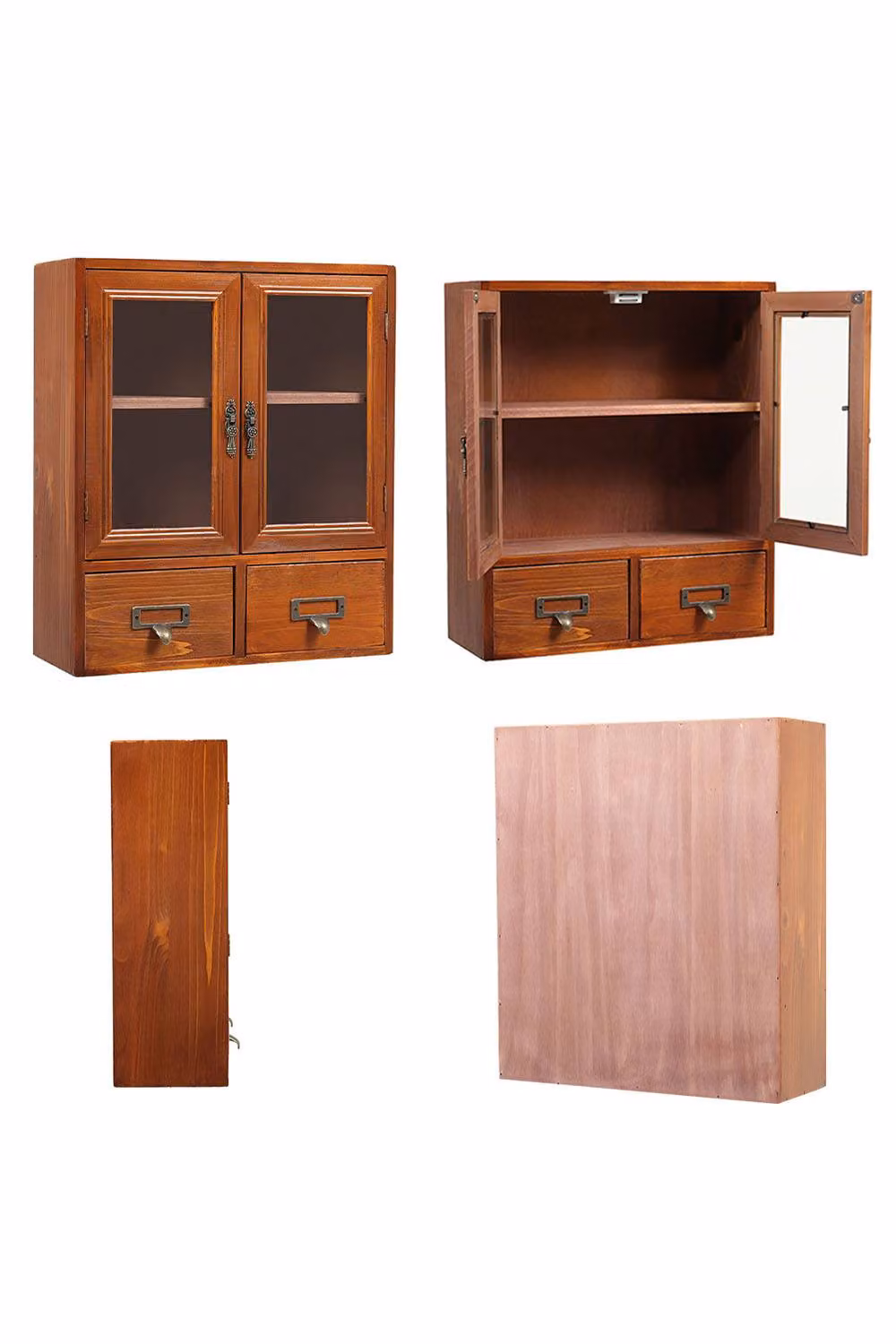 Living and Home Retro Brown Wooden Desktop Storage Organizer – 4
