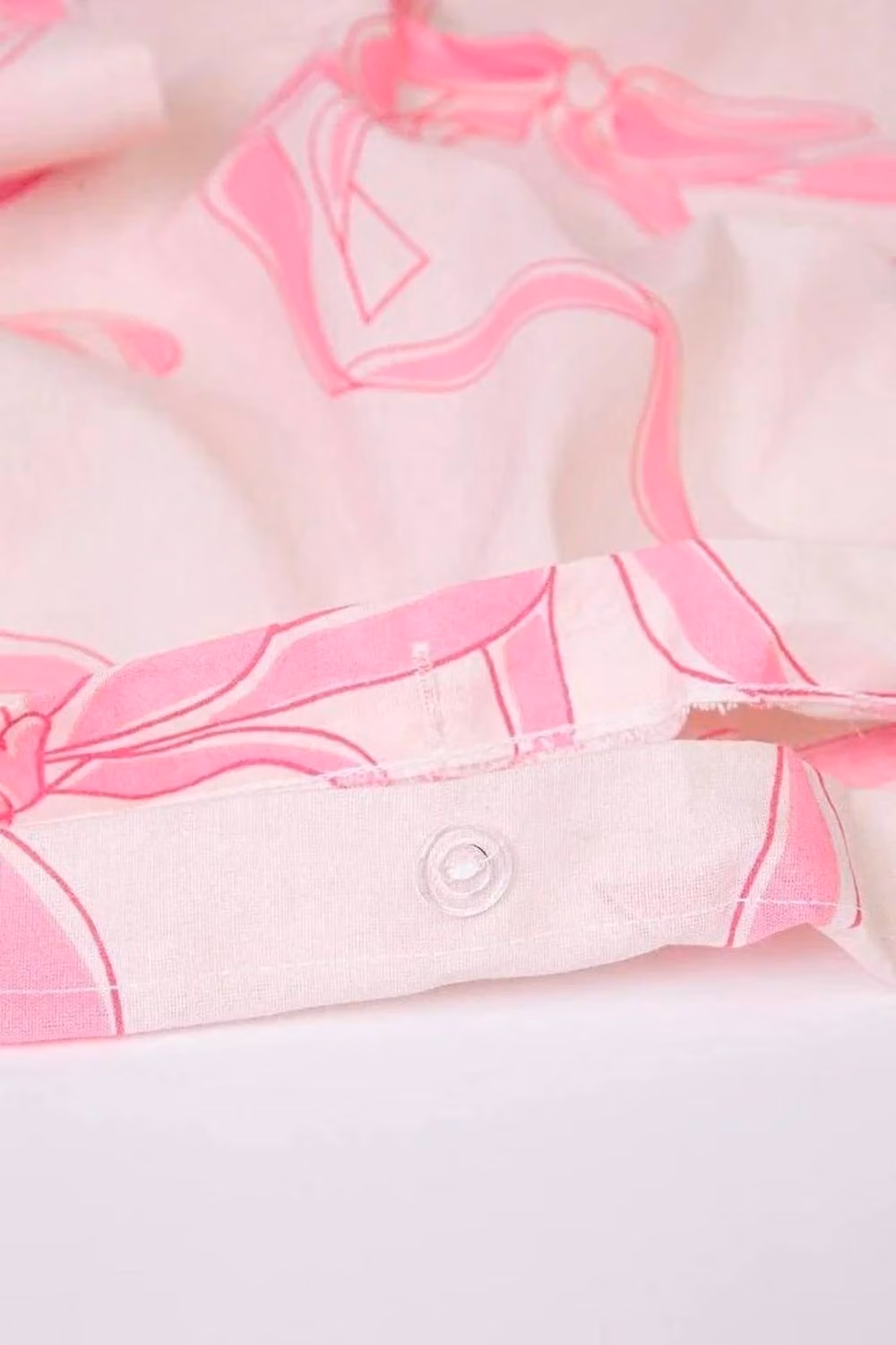 WOVCOR Single Bow Duvet Cover Set with Flat Sheet and Pillowcase, Pink Multicolour, W: 160 cm, L: 220 cm – 2
