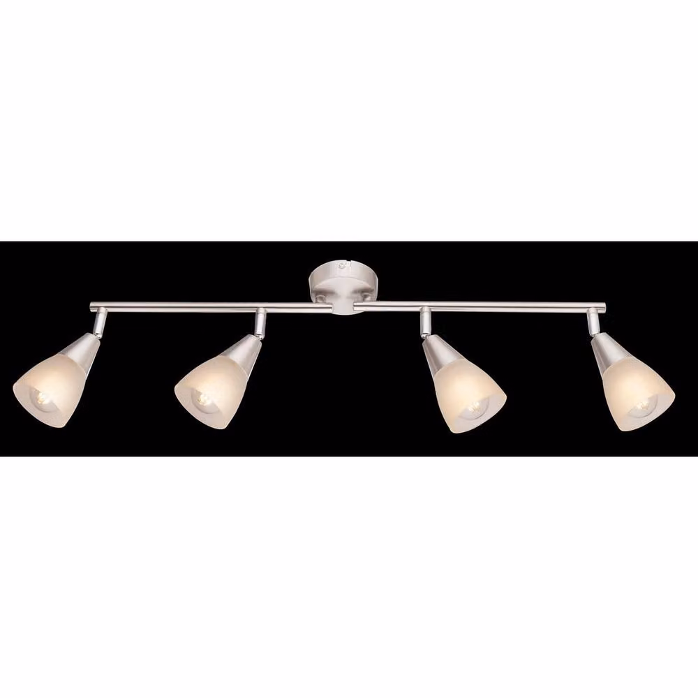 Netlighting Tadeus I Ceiling Spotlight Bar in Nickel Matt and Grey with Glass Shades, 4x E14 – 2