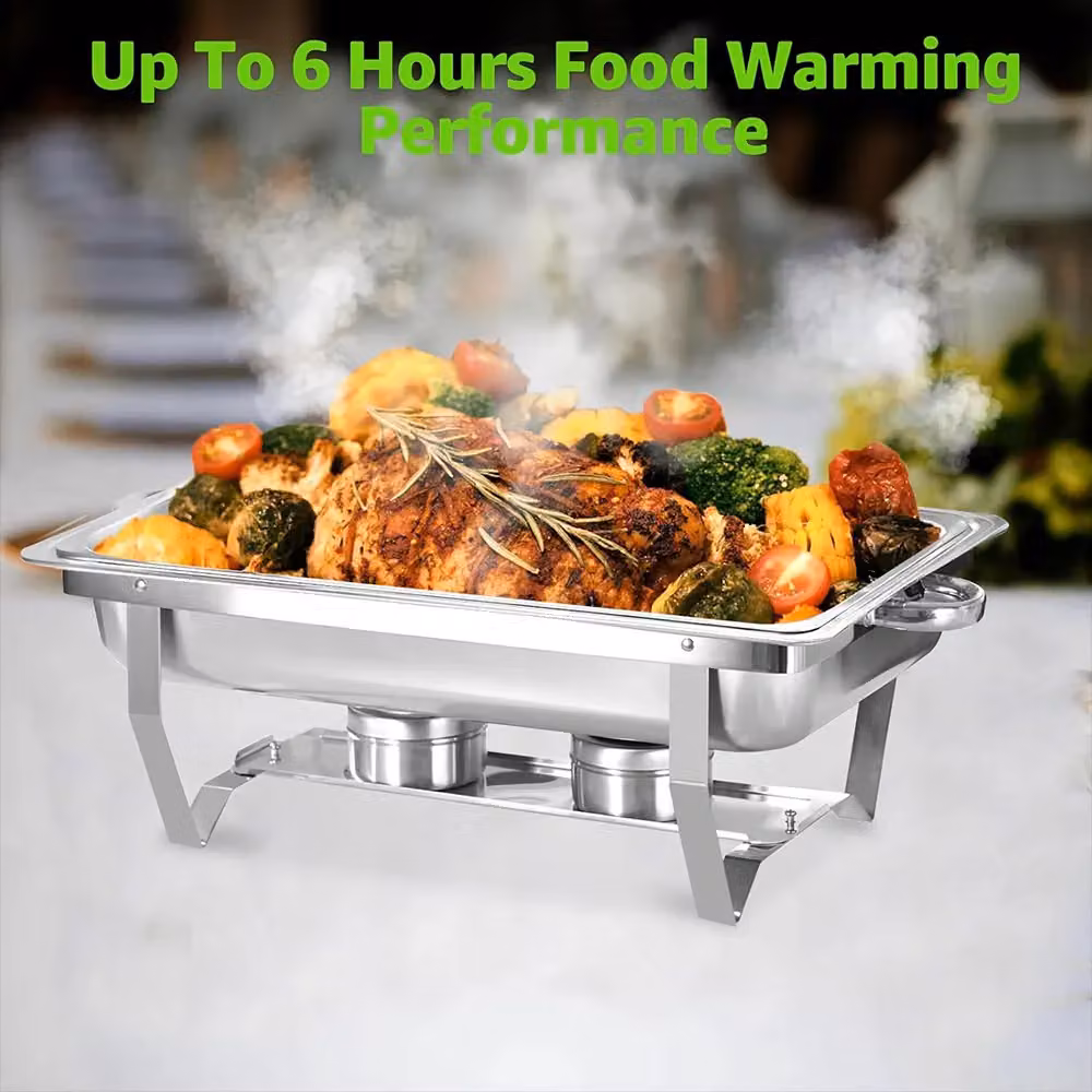 Hinsinc Stainless Steel Chafing Dish Set, 2 Pack, Silver, 9L Capacity – 2