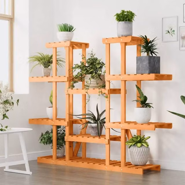 Berkfield Home Elegant Flower Stand, Brown Solid Wood Fir Planter, W/D/H: 25 x 110 x 110.5 cm – 1