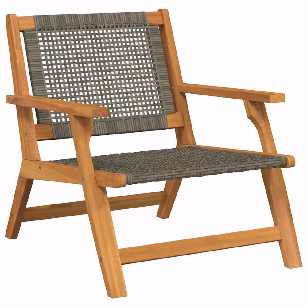 Berkfield Home Set of 2 Grey Acacia Wood Garden Chairs with Armrests W/D/H: 76 x 67 x 73.5 cm – 3