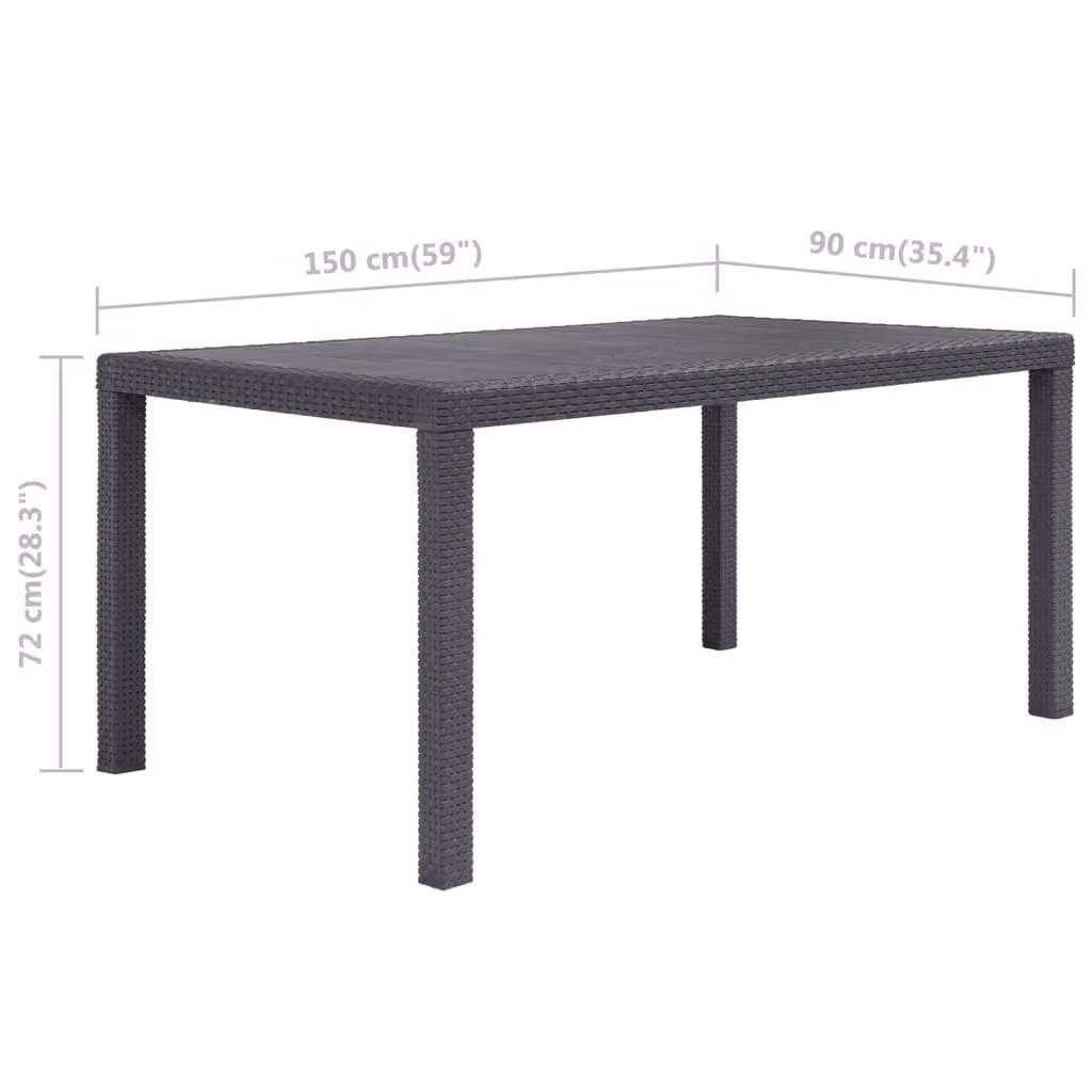 Berkfield Home Garden Table in Brown Plastic Rattan Look, W: 150 cm, D: 90 cm, H: 72 cm – 3