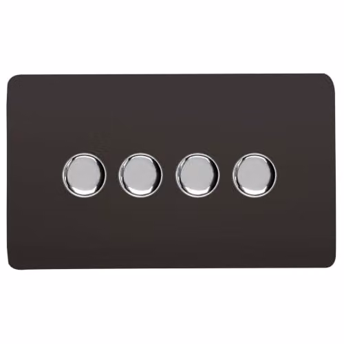 Trendi Switch 4 Gang LED Dimmer Light Switch in Brown and Chrome – 2