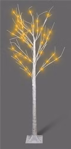 St Helens Home & Garden White LED Light Up Artificial Birch Tree for Indoor or Outdoor Festive Christmas Decoration, H 120 cm x W 70 cm x D 70 cm