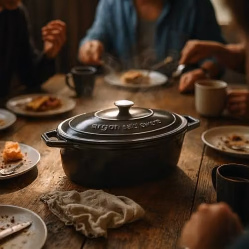 Argon Tableware Oval Enamelled Cast Iron Casserole Dish with Self-Basting Lid, Grey, 4.68L